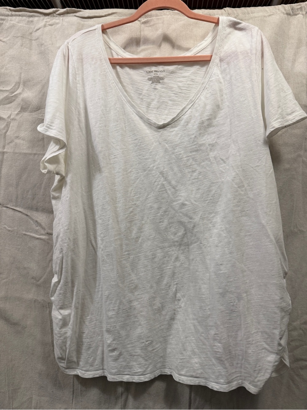 Lane Bryant White V-Neck Short Sleeve Tee